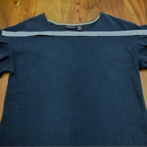 AMARYLLIS Navy Oversized Relaxed Fit Scoop Neck Tunic Midi Dress. Medium - Picture 9 of 13